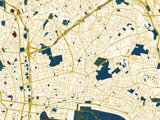 Modern flat map of Montreuil, France