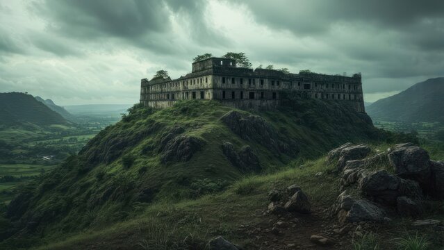 Gingee Fort atop a hill under a dramatic sky.