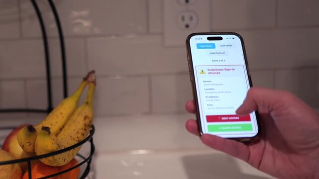 Middle Aged Man Gets Several Suspicious Sign In Alerts Related to Foreign IP Addresses Accessing Internet of Things Devices in His Home - Concept