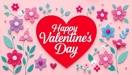 Happy valentine's day card with flowers