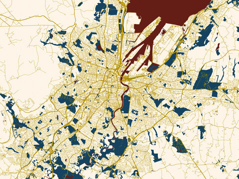 Urban map background of Belfast, United Kingdom