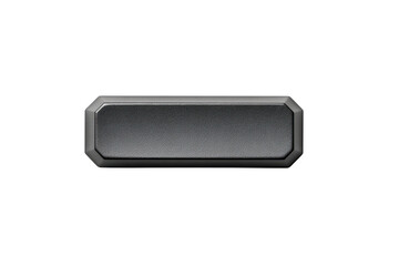 Fototapeta premium Dark gray rectangular button with beveled edges on black background image