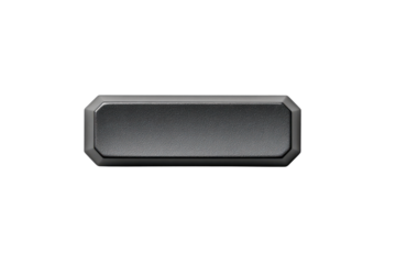 Dark gray rectangular button with beveled edges on black background image