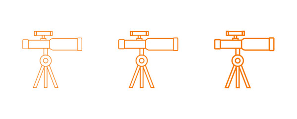 Surveying Equipment Icons  Orange Line Art Illustration