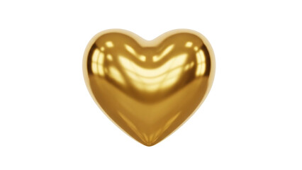 Shiny Gold Heart Shape Isolated on White Background