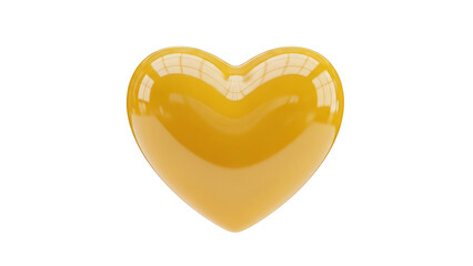 Glossy Yellow Heart Shape on White Background shiny
