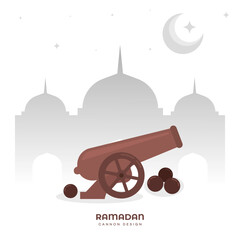 Ramadan Cannon and Mosque Illustration  Islamic Holy Month Celebration