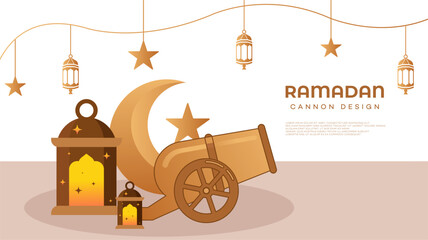 Ramadan Lantern Cannon  Islamic Celebration Design Illustration