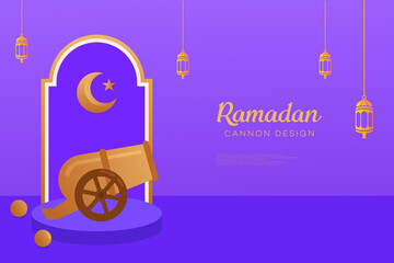 Ramadan Cannon Design  Festive Islamic Celebration Illustration