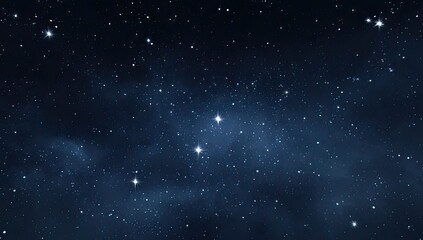 Dark blue night sky speckled with bright stars and faint nebulae
