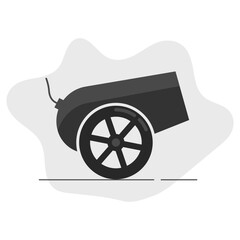 Old Cannon Artillery Weapon  Flat Design Illustration