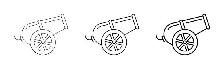 Cannon Line Art Icons  Military Artillery Collection