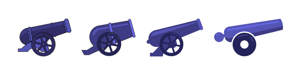 Cannon Icons Collection  Stylized Military Weapon Illustrations