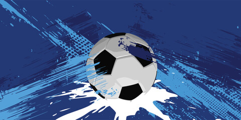vector black grunge soccer ball on white and blue © ibrahim