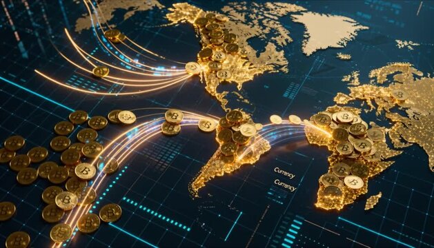 global market pulse with gold coin map perfect for financial wellness month currency background