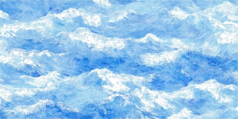 Swirling, textured sea pattern with blue and white brushstrokes