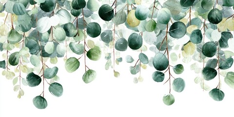 Watercolor leaves border