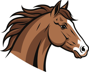 Flat vector illustration of a horse isolated on white background