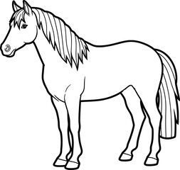 Obraz premium Outline vector drawing of a horse for coloring book with black line art