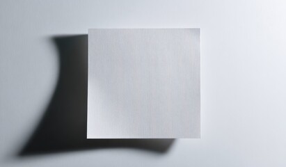 White square paper casts a shadow on a bright gradient surface