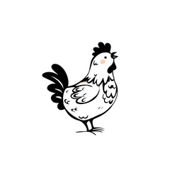 Obraz premium chicken. chicken simple black and white line art vector logo