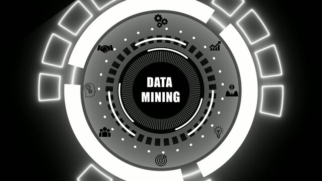 Data mining concept with circular and circle black white