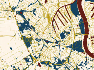 Naklejka premium City street layout map of Neuss, Germany