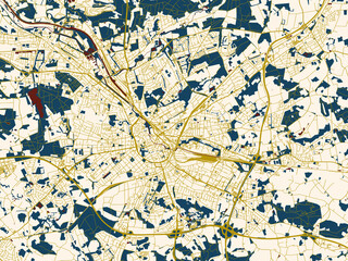 Fototapeta premium Flat city map of Osnabruck, Germany in minimal cream and gold map