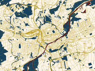 Naklejka premium Ulm, Germany – minimalist flat city map