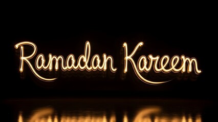 Obraz premium Ramadan Kareem Glowing Text on Dark Background.
