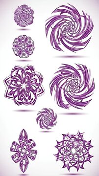 Abstract Purple Mandala Snowflakes Ornaments Background