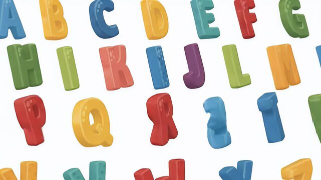 Alphabet Letters ABCDEFGHIJKLMNOPQRSTUVWXYZ Colorful Fun Education Learn