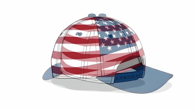 American Flag Baseball Cap Front View White Background Patriotic Headwear