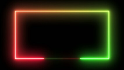 Fototapeta premium Double neon frame with red and green glowing edges on a dark Generate title without using the word 
