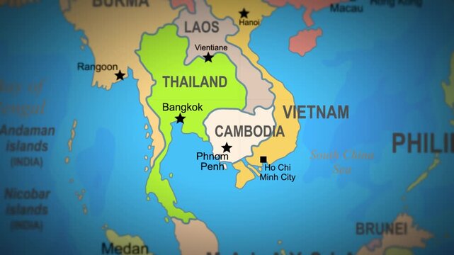 Visualization of Thailand and adjacent country boundaries