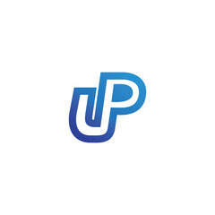 Initial Letter UP Gradient Blue Color Symbol