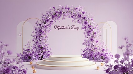 Wedding cake and floral arch for a lavender themed celebration