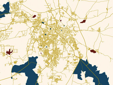Abstract city map of Bidar, India
