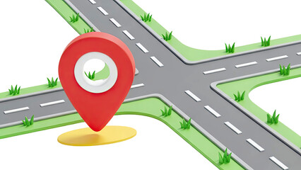 3D Map Pin and Crossroads