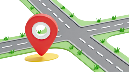 3D Map Pin and Crossroads