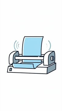 Animation of a paper laminator machine processing blue paper