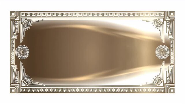 Antique Golden Decorative Frame with Greek Key Border Bronze Gradient Background