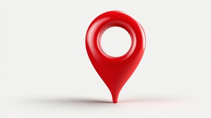 3d red map pin icon isolated on white background symbolizing location, gps navigation, destination marker, digital map interface, travel planning, mobile apps, and interactive navigation tools