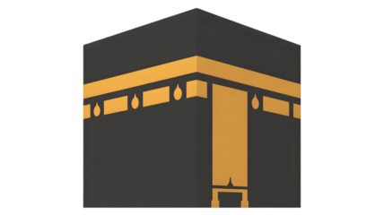 A graphic illustration of the kaaba isolated on transparent background