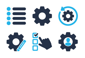 Settings and Task Management icon set. Solid glyph series icons