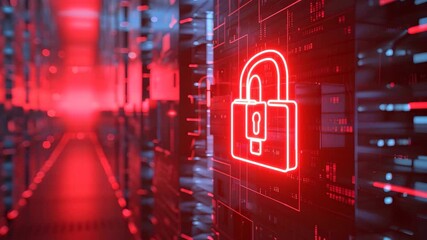 Data Breach: Unlocked Padlock Icon Symbolizing Cybersecurity Threat in Digital Server Environment - Powered by Adobe