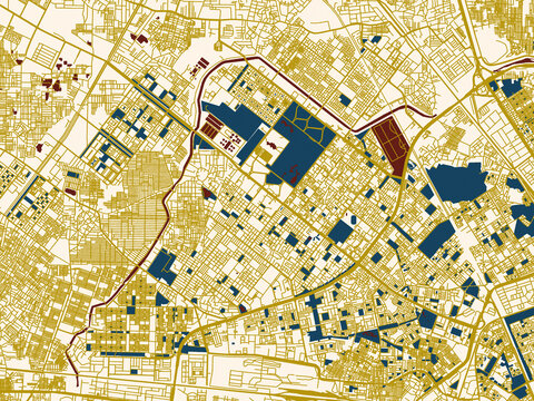 Modern flat map of Rohini, India