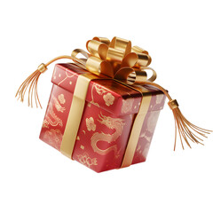 Red gift box with gold ribbon for special occasion