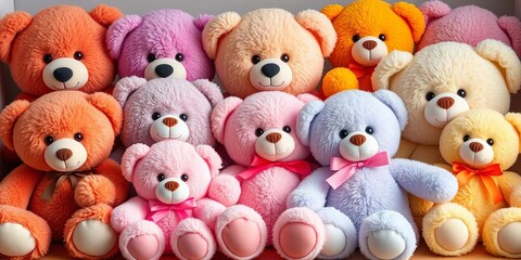 Adorable plush teddy bear set, various sizes and colors,  cute,  collection
