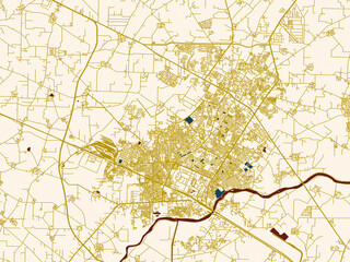 Fototapeta premium Modern flat map of Yamunanagar, India
